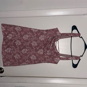 Floral Square-Neck Tank Top - Dusty Rose